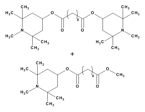 Bis-(N-methyl,2,2,6,6-tetramethyl-4-piperidinyl) sebacate + Methyl-(N-methyl,2,2,6,6-tetramethyl-4- piperidinyl) sebacate